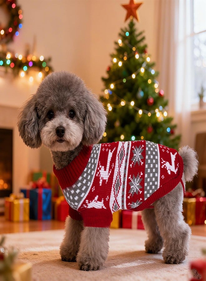 ishua Christmas Dog Sweaters & Dog Christmas Sweaters Pet - Cozy Warm Pet Clothes for Dogs & Cats, Nice for Indoor & Outdoor (Chest 15.75in-18.11in) - Image 3